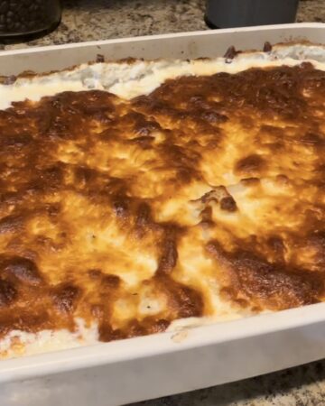 Casserole dish of potato bake